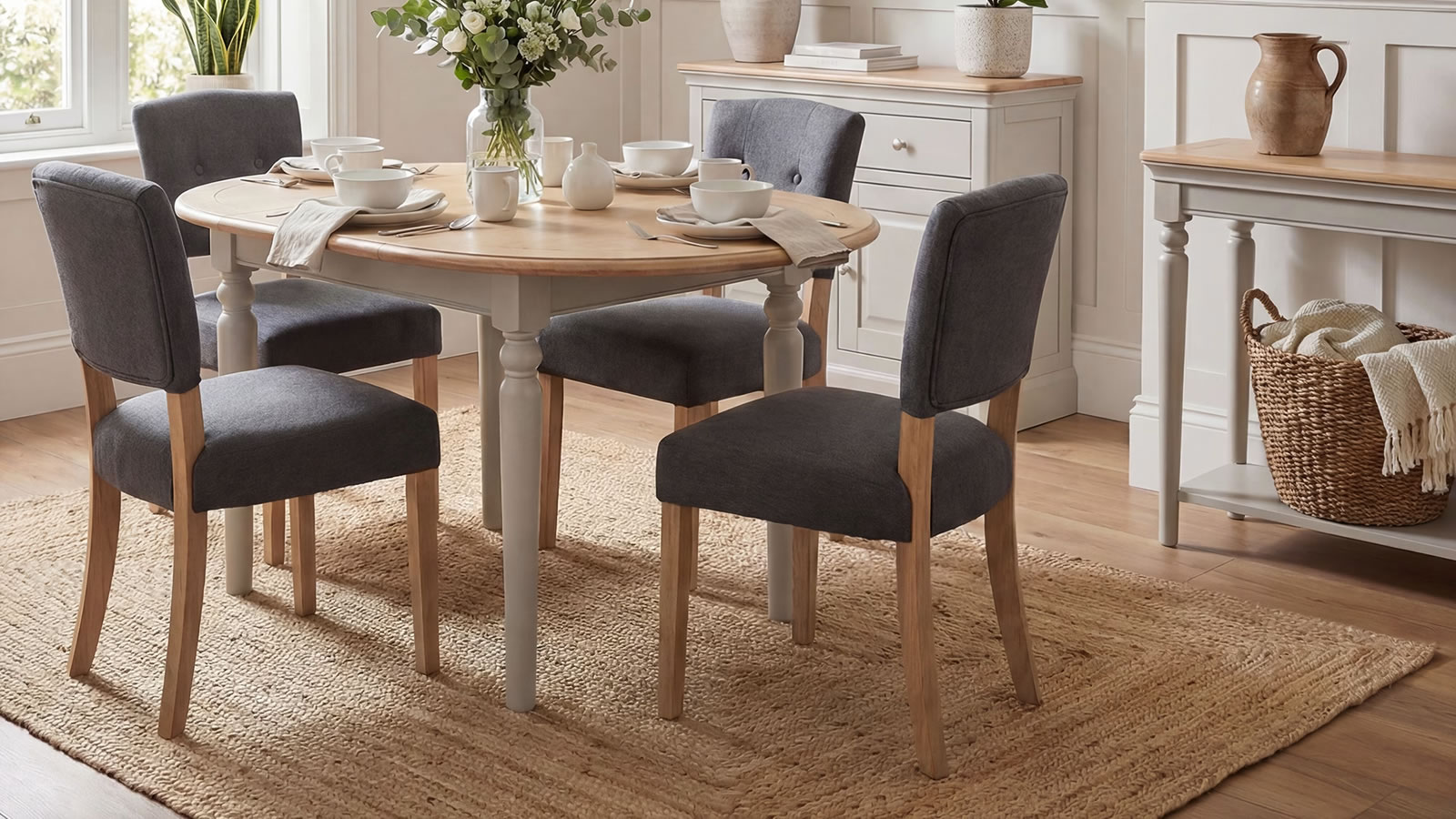 Signature Collection Leamington Oak Slate Dining Chair Lifestyle